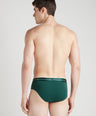 Sporto Metal Brief for Men | Cotton Spandex Mid-Rise Brief with Soft Shiny Waistband | Pack of 4 (Black, Royal Blue, Deep Green & Wine)