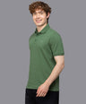 Sporto Men's Anti Wrinkle Popcorn Solid Stone Green Polo  T-shirt