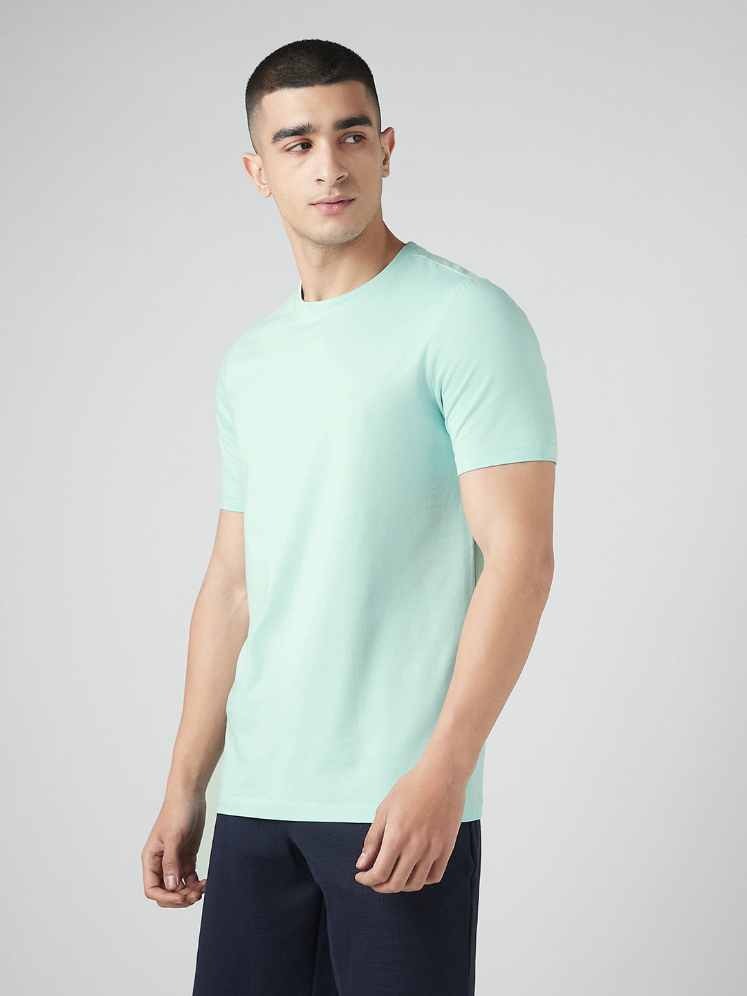 Fluyid Cotton Round Neck T-shirt - Ocean Aqua