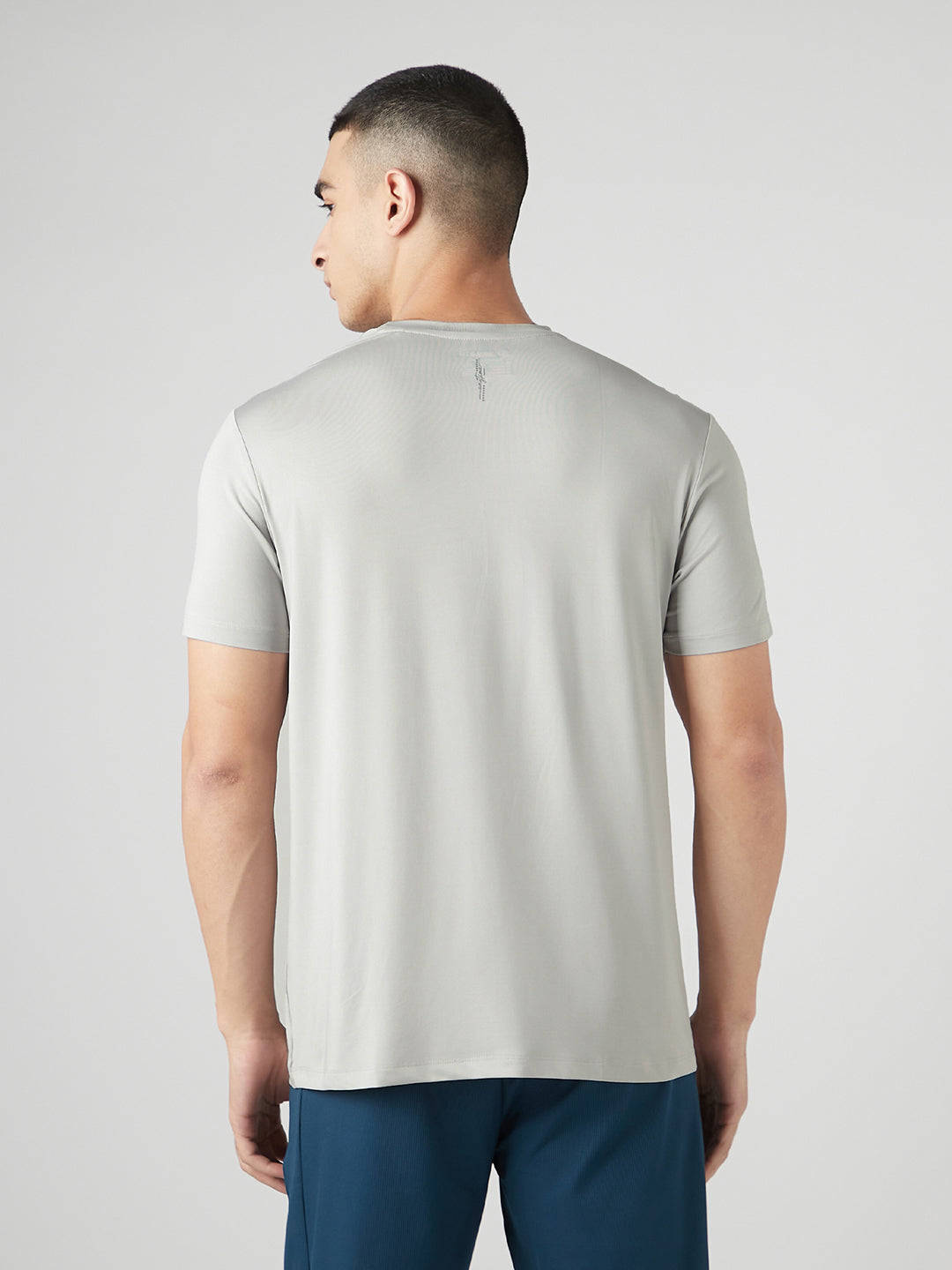 Instacool Printed Round Neck Tee - Grey