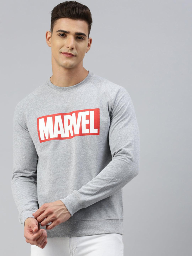 Sporto Marvel Printed Sweatshirt for Men | Grey Melange - Sporto by Macho