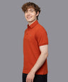 Sporto Men's Anti Wrinkle Popcorn Solid Rust Polo T-shirt
