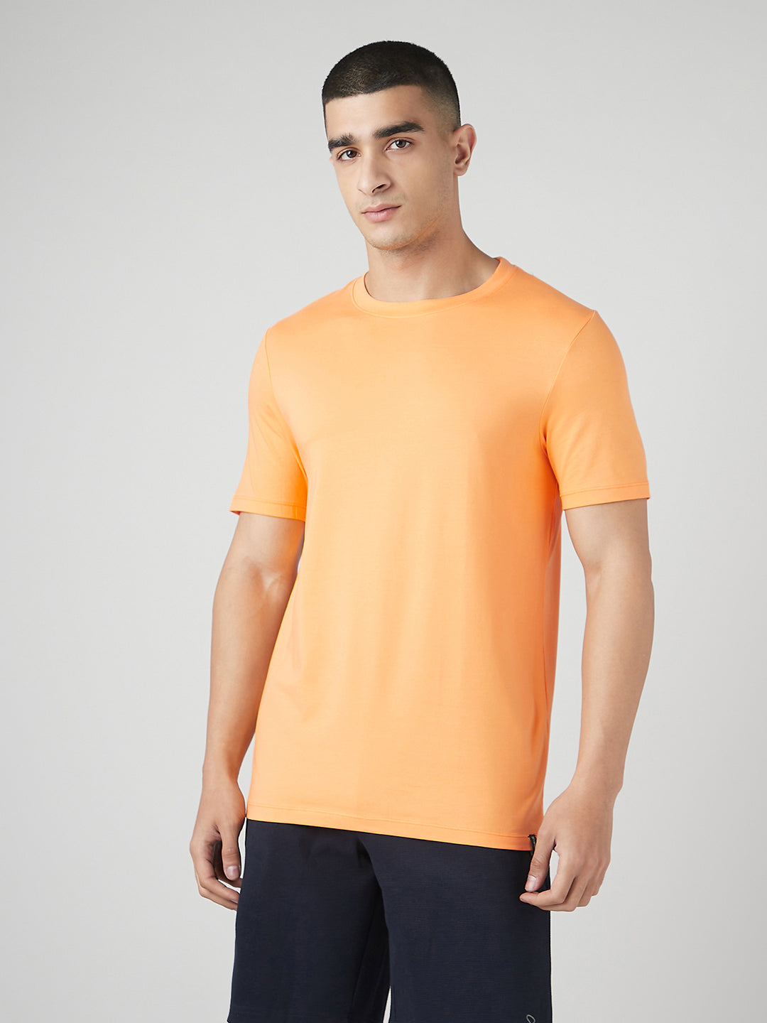 Sporto Men's Fluyid Cotton Round Neck T-shirt - Musk Melon