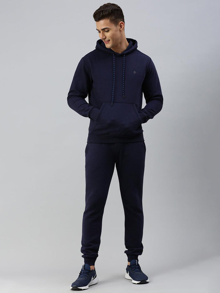 Sporto Men Ultra Fleece Hooded Sweatshirt and Jogger Coord Set | With Kangaroo Pocket | Navy