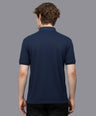 Sporto Men's Anti Wrinkle Popcorn Solid Denim Navy Polo T-shirt
