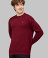 Sporto Men's Hexa-knit Round Neck Full Sleeve Red Wine Sweatshirt