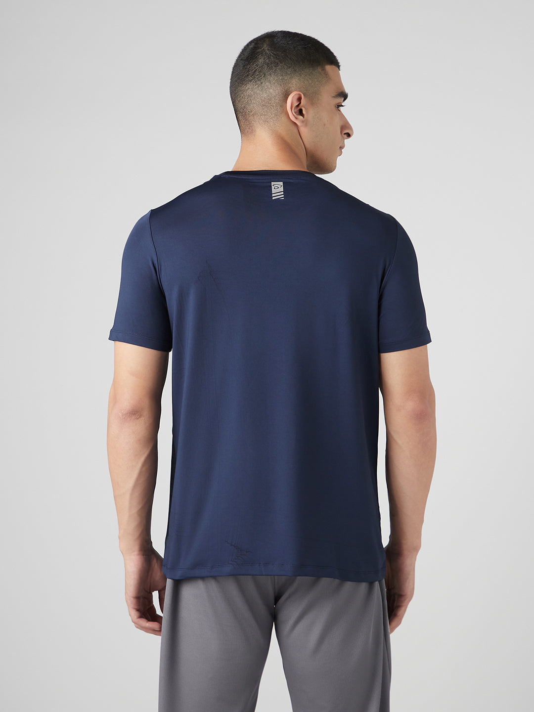 Sporto Men's Instacool Printed Round Neck Tee - Navy