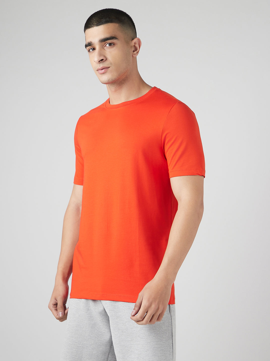 Sporto Men's Fluyid Cotton Round Neck T-shirt - Flame