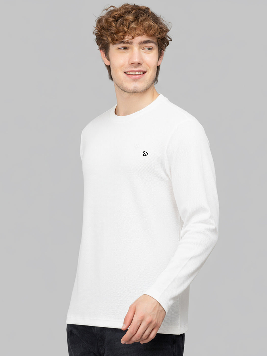 Sporto Men's Hexaknit Fullsleeve White T-shirts