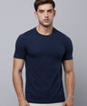 Sporto Men's Fluid Cotton Round Neck T-shirt - Navy