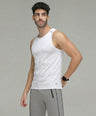 Sporto Men's InstaCool WHT  Solid Muscle Vest Anti odour and Moisture Wicking