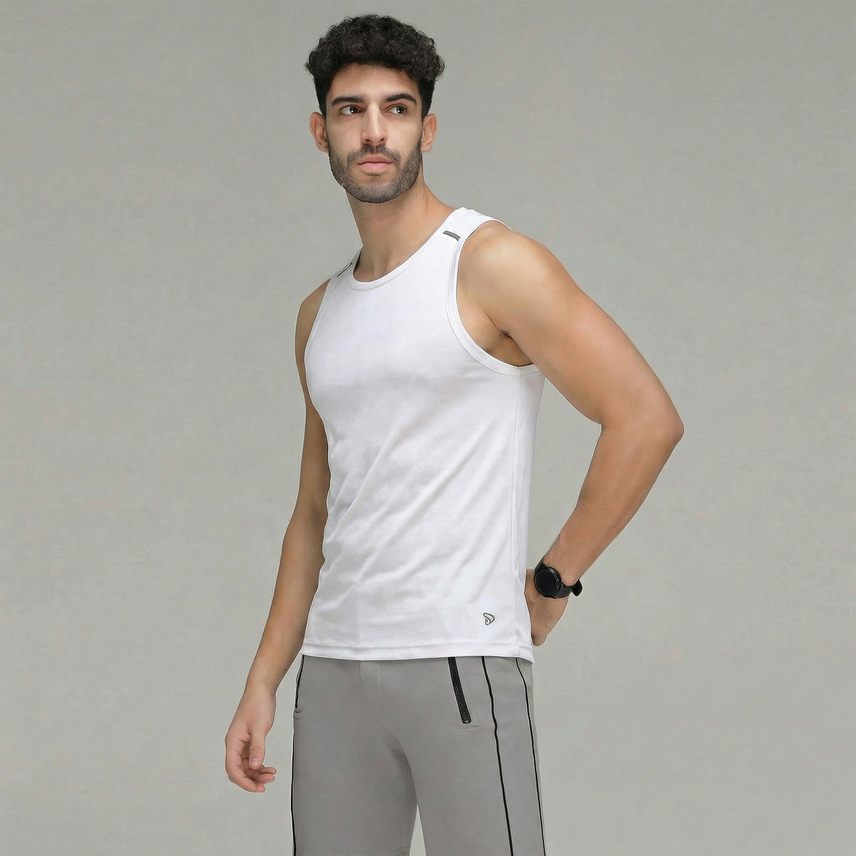 Sporto Men's InstaCool WHT  Solid Muscle Vest Anti odour and Moisture Wicking