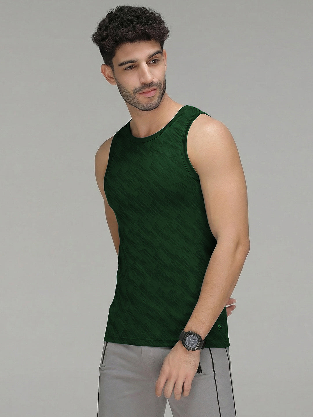 Sporto Men's InstaCool Self design Muscle Vest Anti OL odour and Moisture Wicking