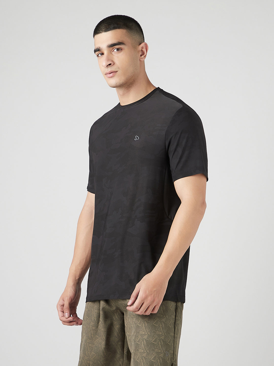 Instacool Printed Jersey Tee with Side Mesh - Black