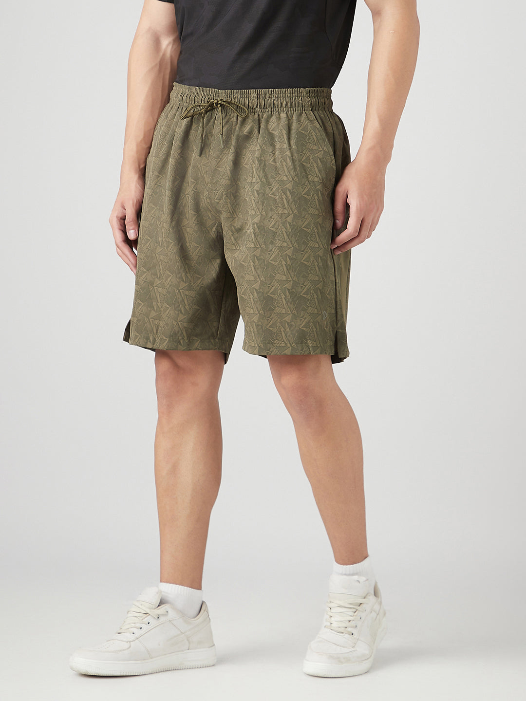 Sporto Men's Techno Printed Dry Fit Bermuda Short - Olive
