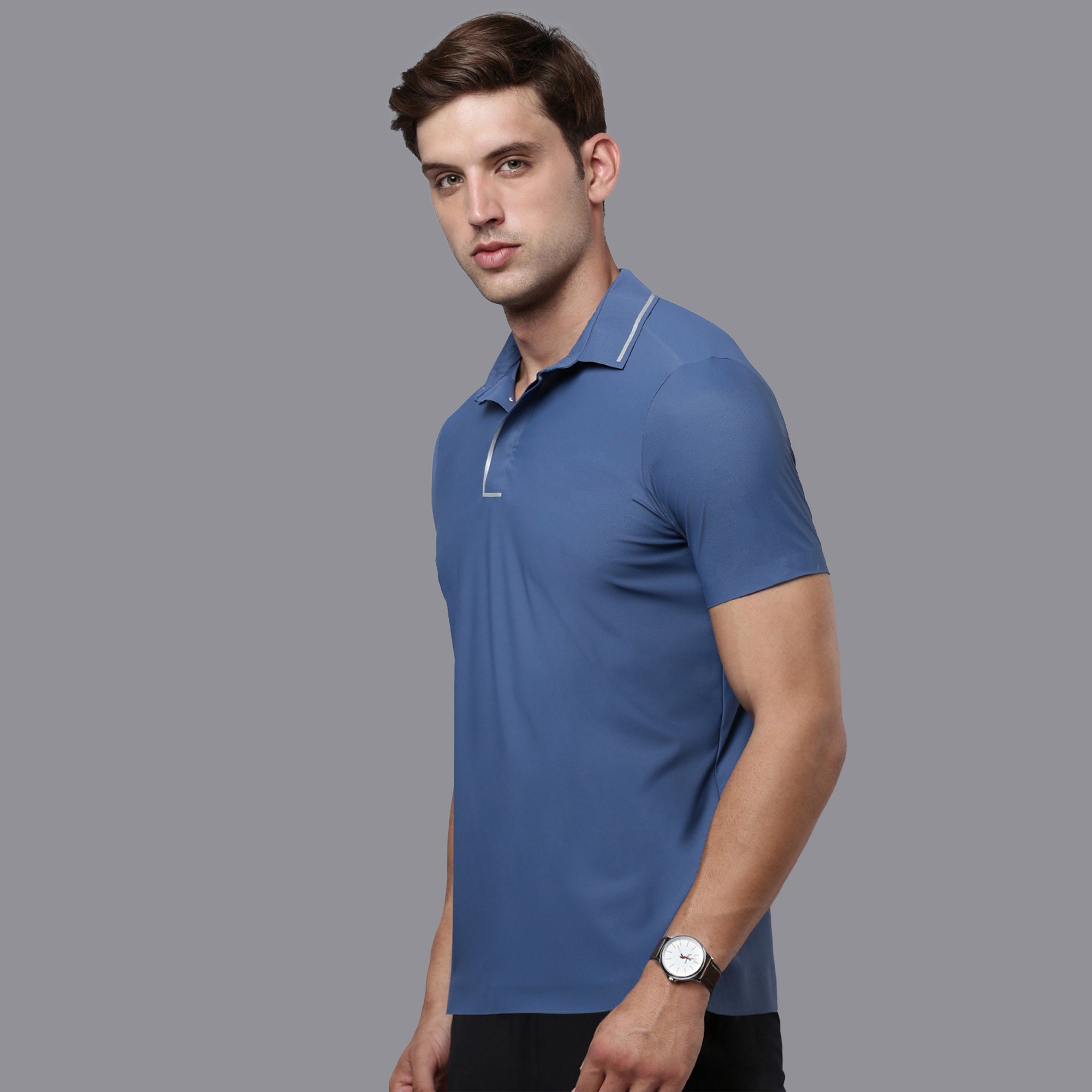 Sporto Men's Anti wrinkle and Light weight Solid  Navy Polo T-shirt