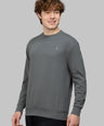 Sporto Men's Hexa-knit Round Neck Full Sleeve Charcoal Sweatshirt