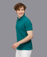 Sporto Men's Anti Wrinkle Popcorn Solid Teal Polo T-shirt