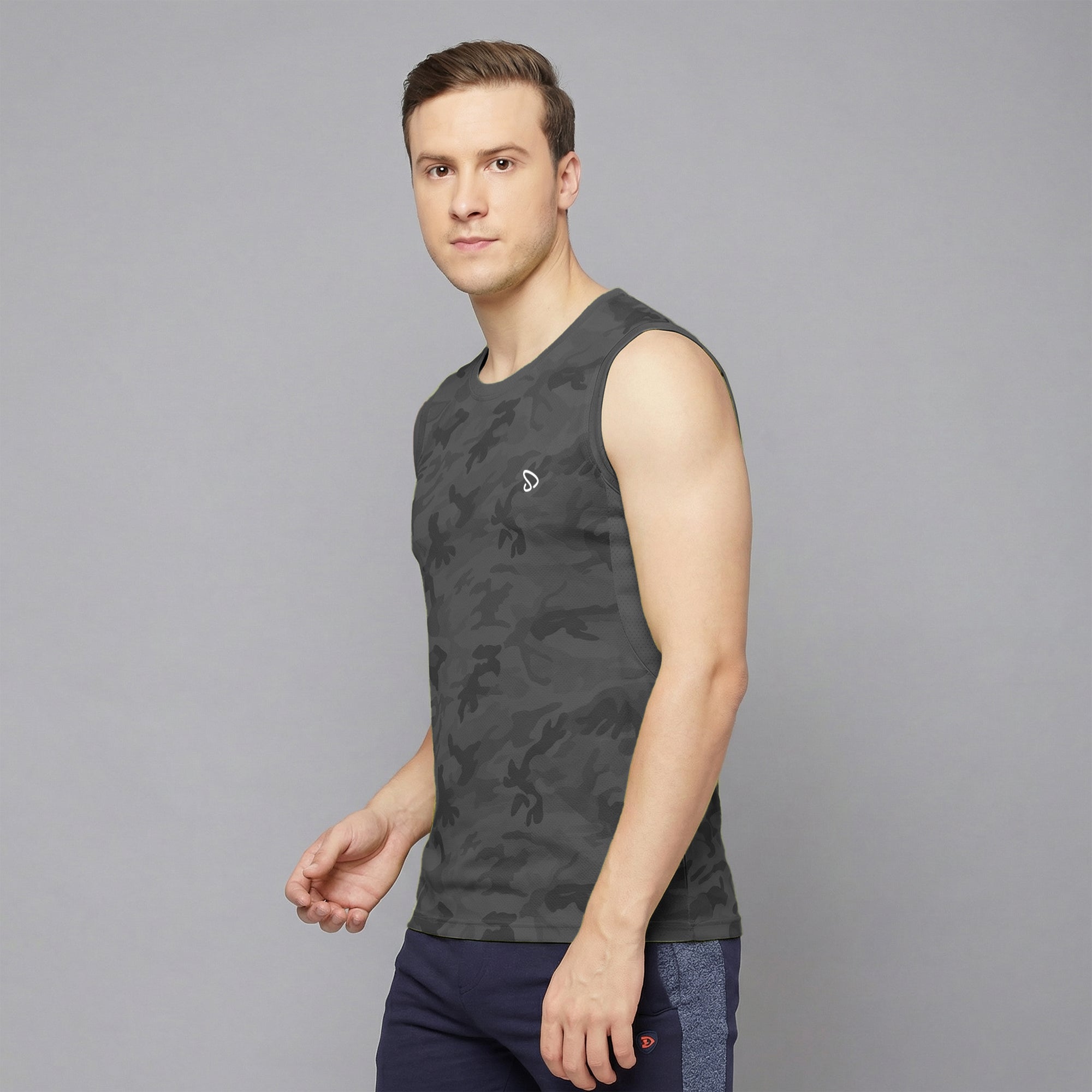Sporto Men's InstaCool CH Camo Printed side mesh Muscle Vest Anti odour and Moisture Wicking