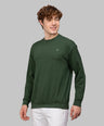 Sporto Men's Hexa-knit Round Neck Full Sleeve Dark Green Sweatshirt
