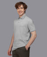 Sporto Men's Anti Wrinkle Popcorn Solid Grey Milange Polo  T-shirt