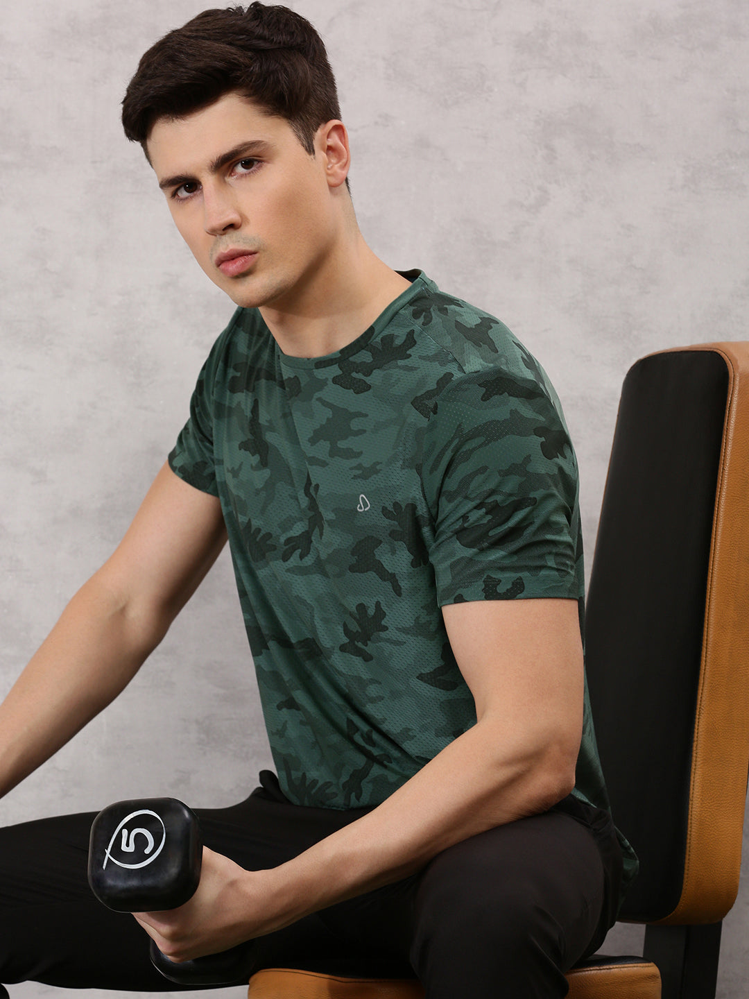 Instacool Printed Jersey Tee with Side Mesh - Dark Pista