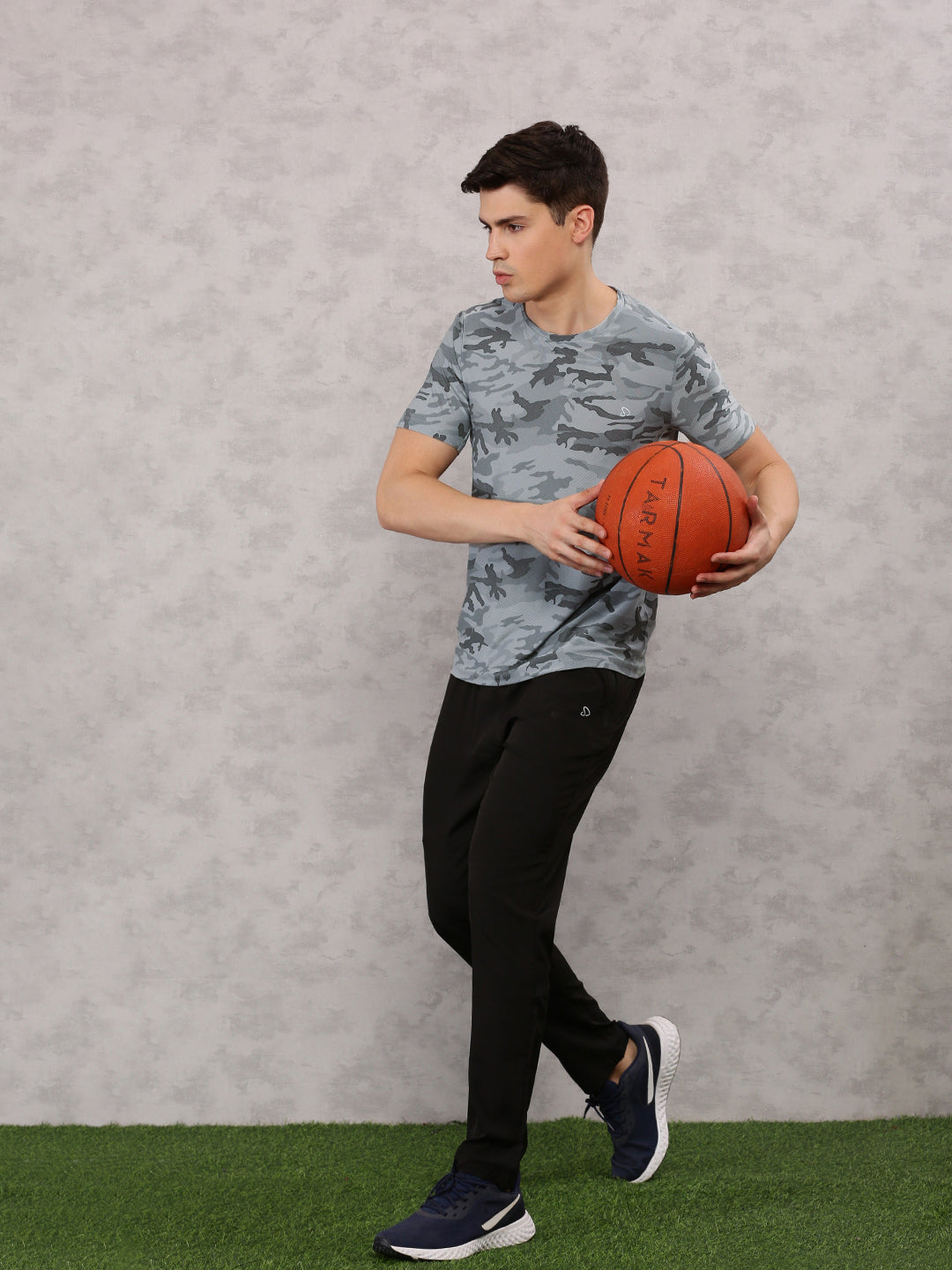 Instacool Printed Jersey Tee with Side Mesh - Grey
