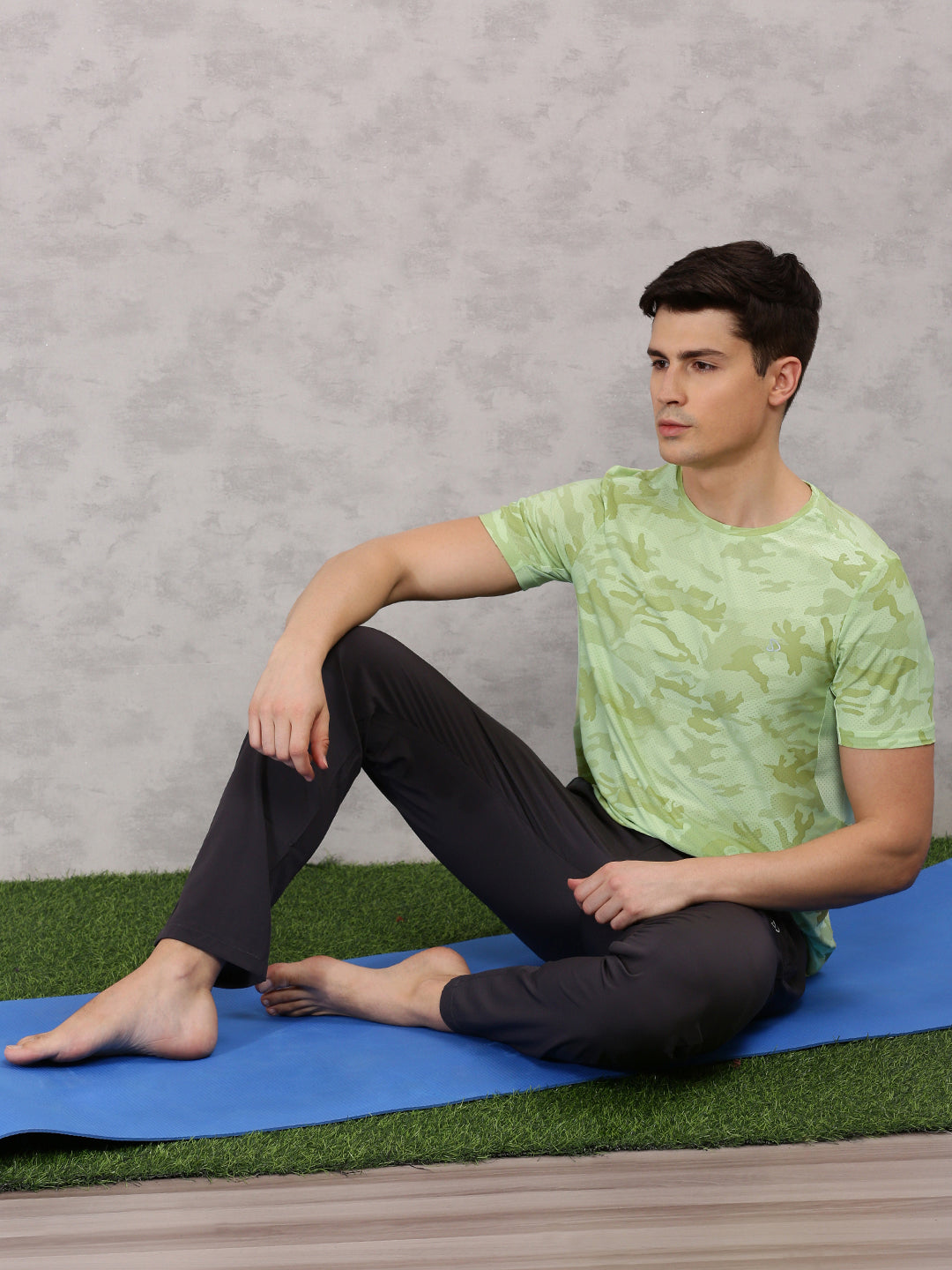 Instacool Printed Jersey Tee with Side Mesh - Lemon Green