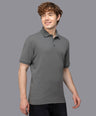 Sporto Men's Anti Wrinkle Popcorn Solid Charcoal Polo T-shirt