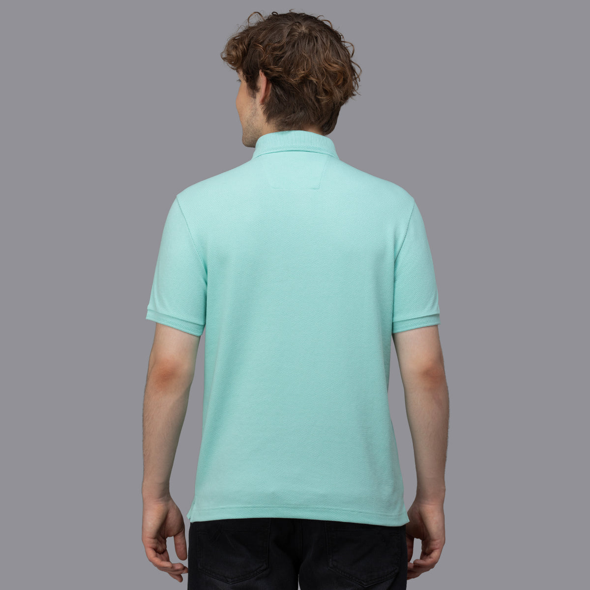 Sporto Men's Anti Wrinkle Popcorn Solid Island Paradise Polo  T-shirt