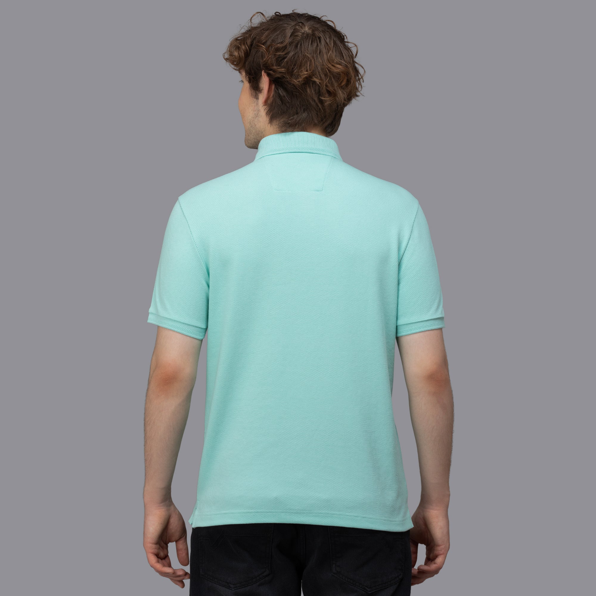 Sporto Men's Anti Wrinkle Popcorn Solid Island Paradise Polo  T-shirt