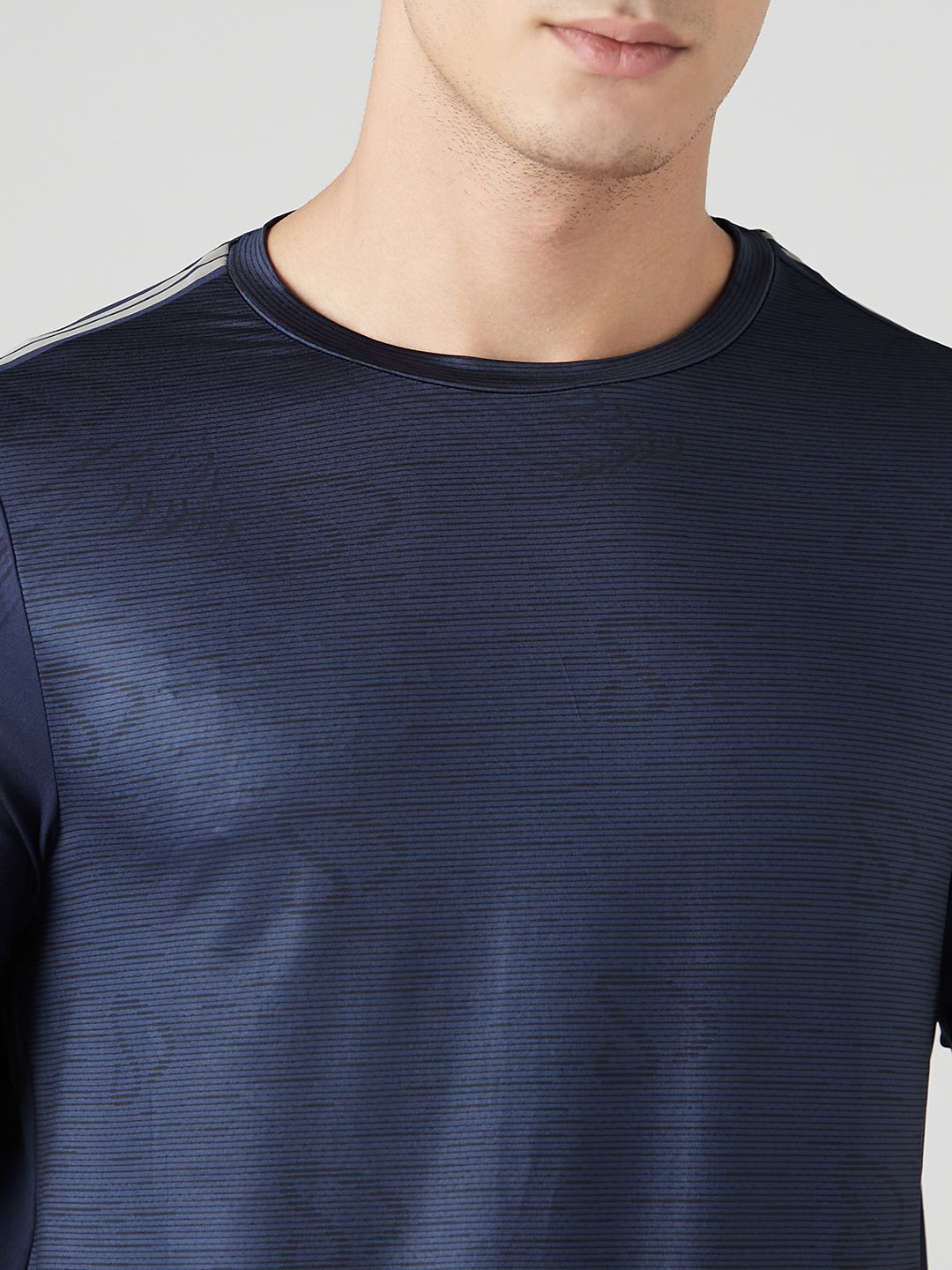 Sporto Men's Instacool Printed Round Neck Tee - Navy