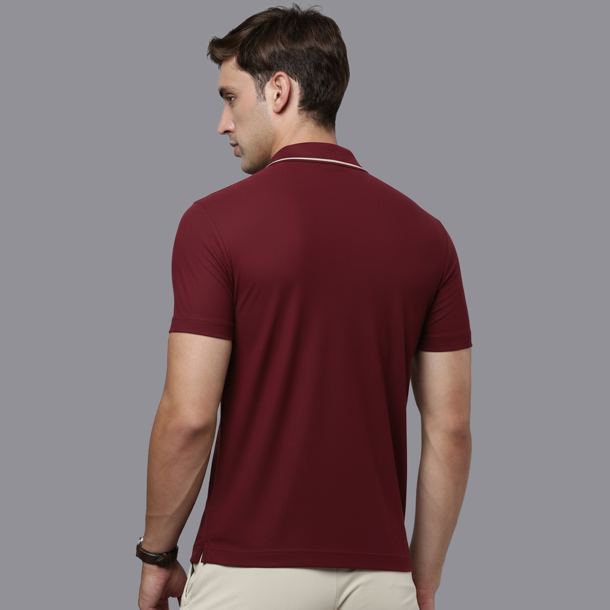 Sporto Men's Anti wrinkle and Light weight Solid  Burgundi  Polo T-shirt