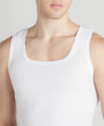 Sporto Men's Cotton White Derby Vest - Ribbed Fabric (Pack Of 3)