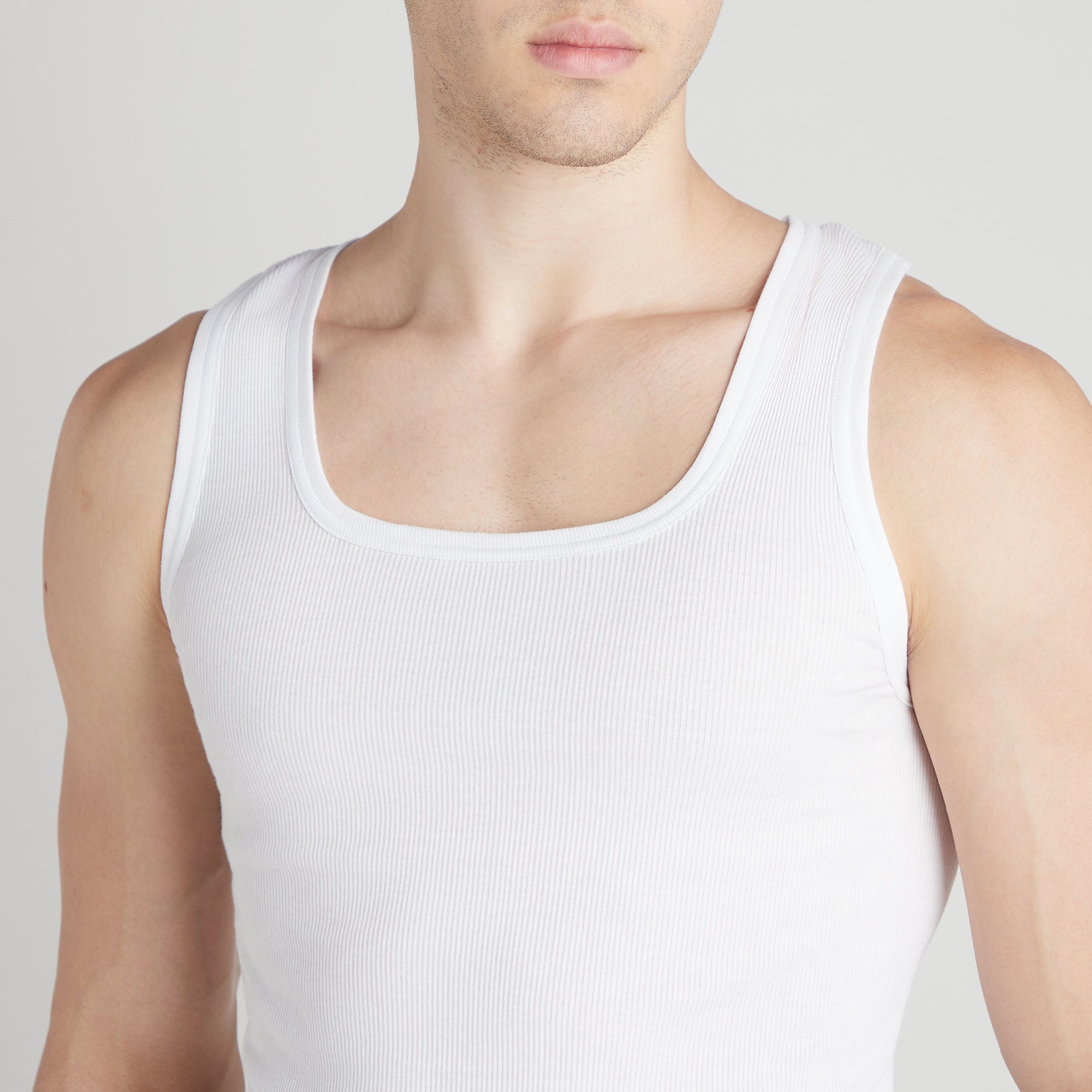 Sporto Men's Cotton White Derby Vest - Ribbed Fabric (Pack Of 3)