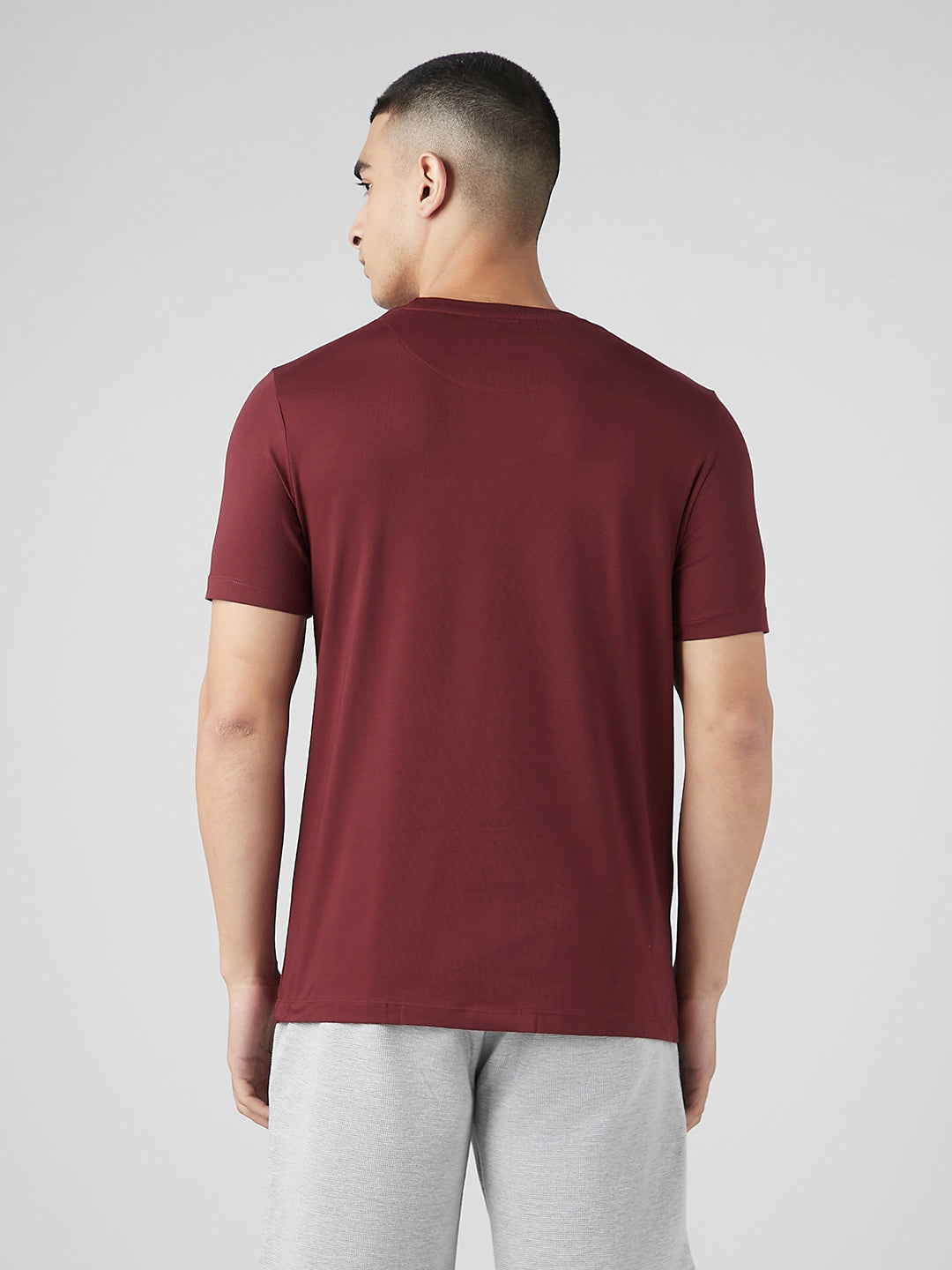 Sporto Men's Fluyid Cotton Round Neck T-shirt - Ruby Red