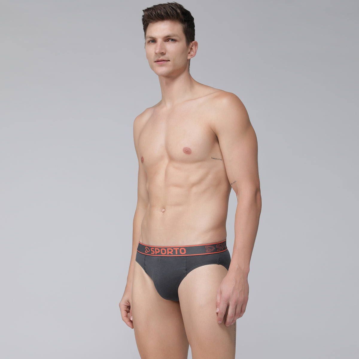 Sporto Men's Cotton Brief - Charcoal