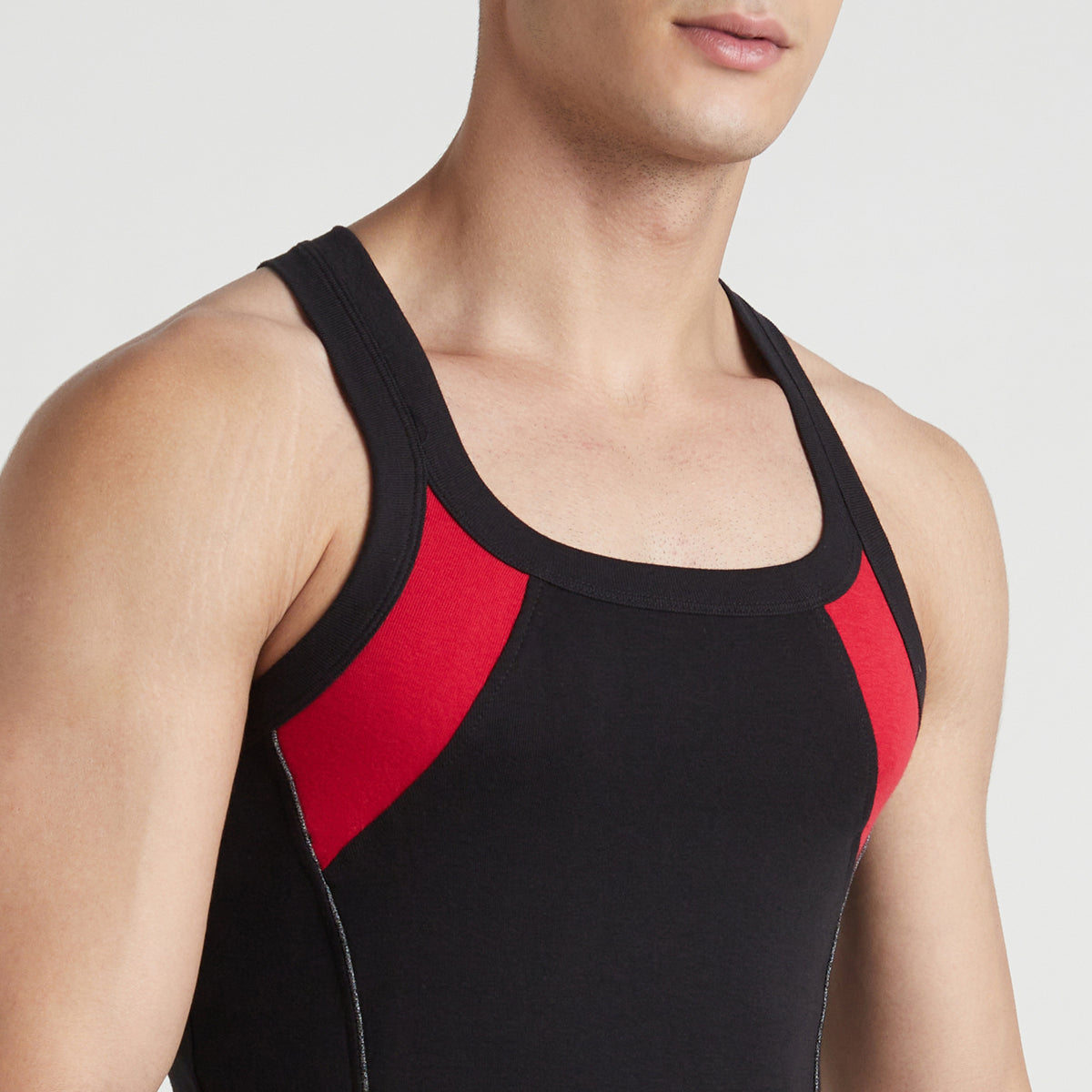 Sporto Men's  Cotton  Gym Vest with Side Contrast  Panel Multicolour Pack of 3