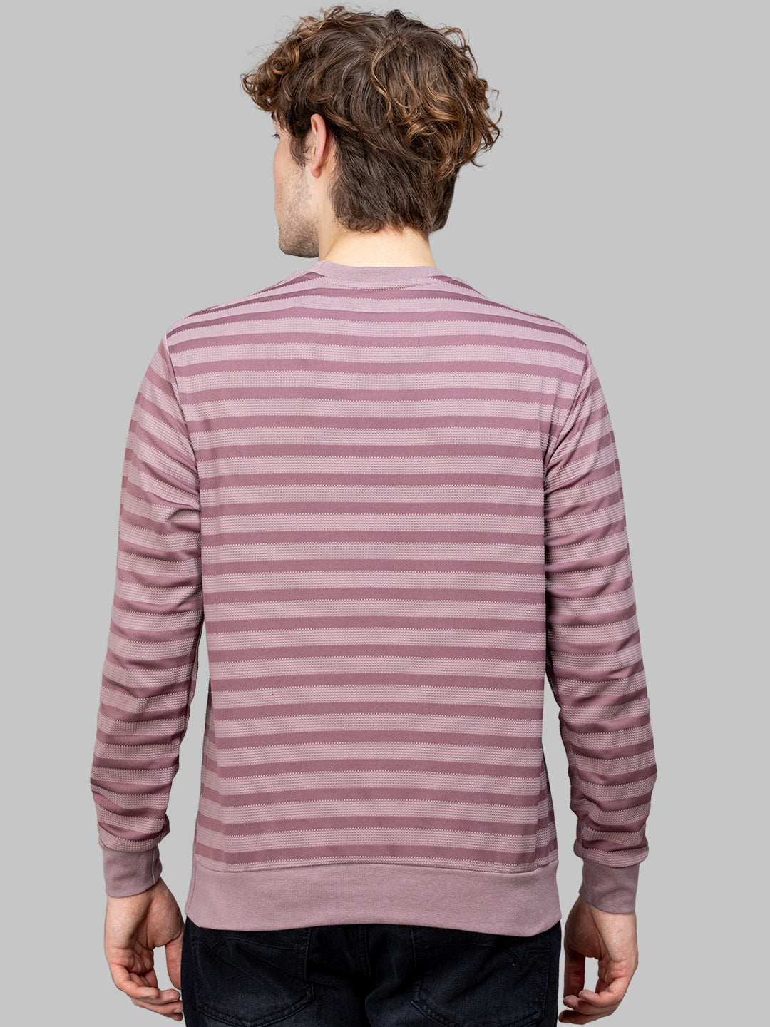 Sporto Men's Ribbed stripe Round Neck Onion Sweatshirt