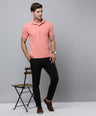 Sporto Men's Anti wrinkle and Light weight Solid  Pink Coral Polo T-shirt