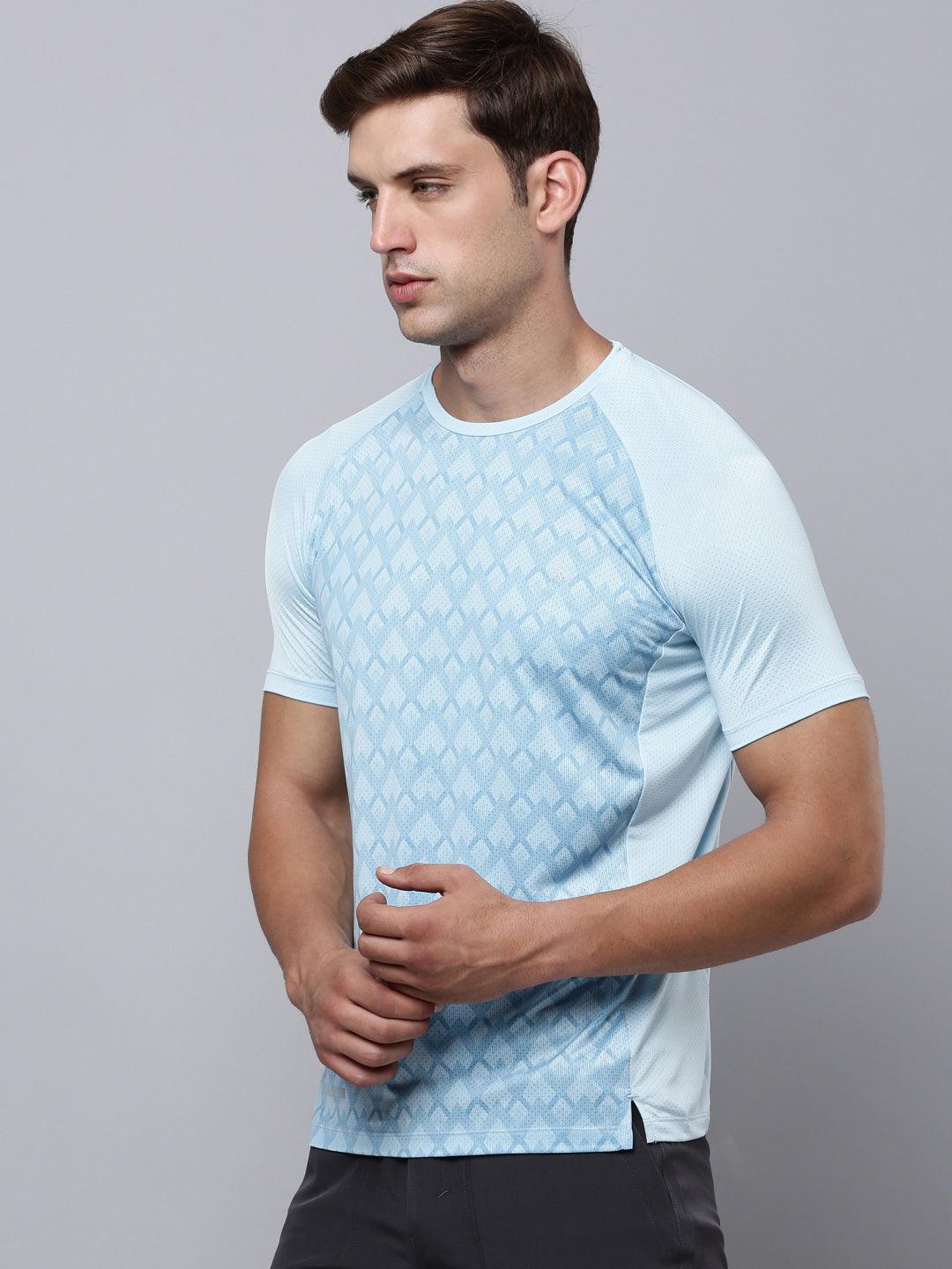 Sporto Men's Instacool Printed Jersey Tee - Light Blue
