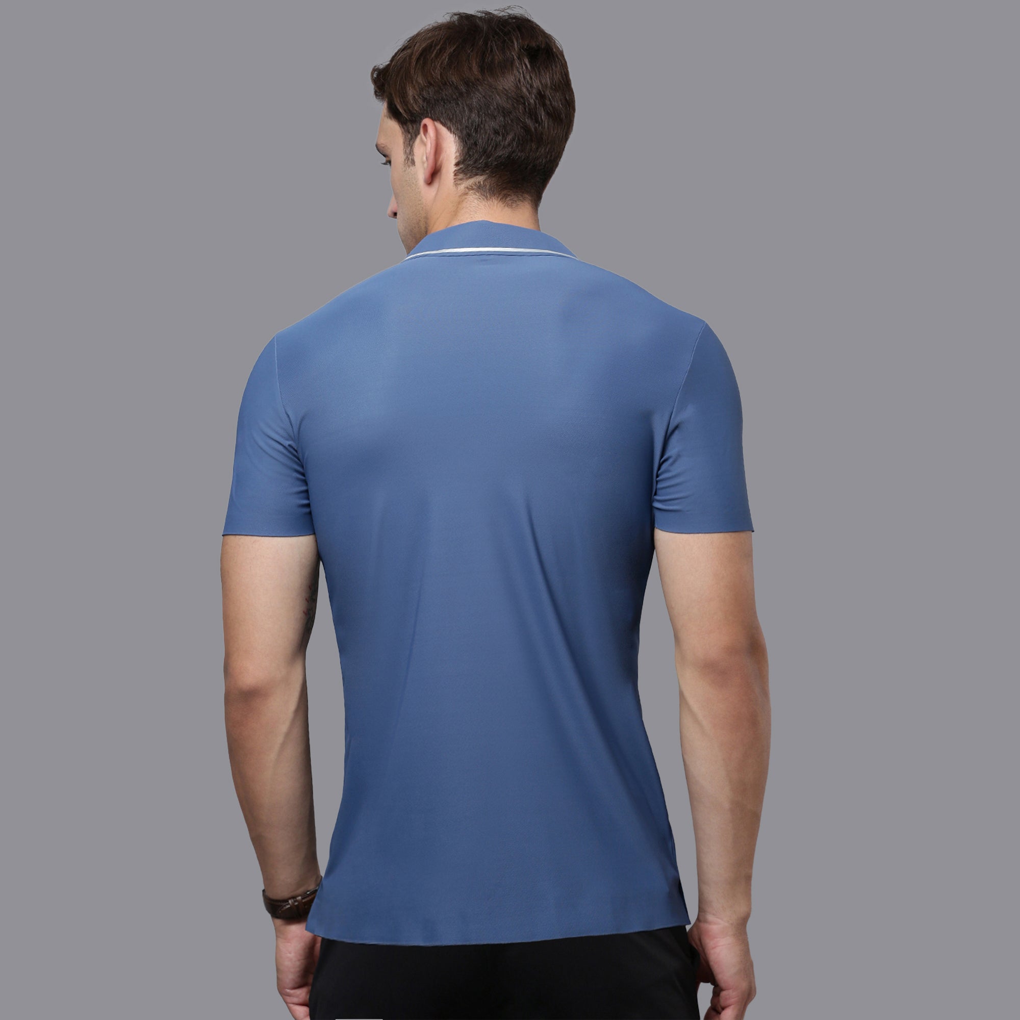 Sporto Men's Anti wrinkle and Light weight Solid  Navy Polo T-shirt