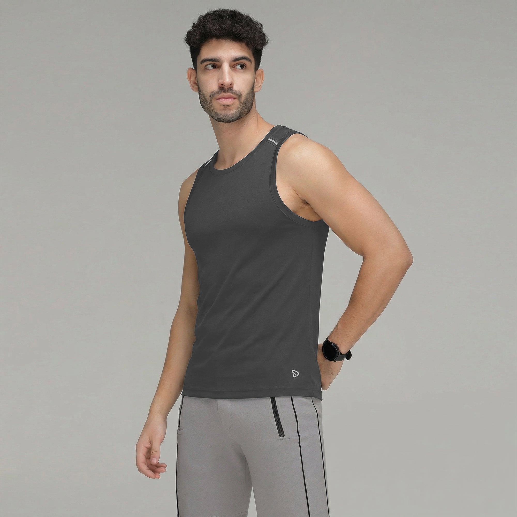 Sporto Men's InstaCool CH  Solid Muscle Vest Anti odour and Moisture Wicking