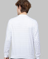 Sporto Men's Ribbed stripe Round Neck White Sweatshirt