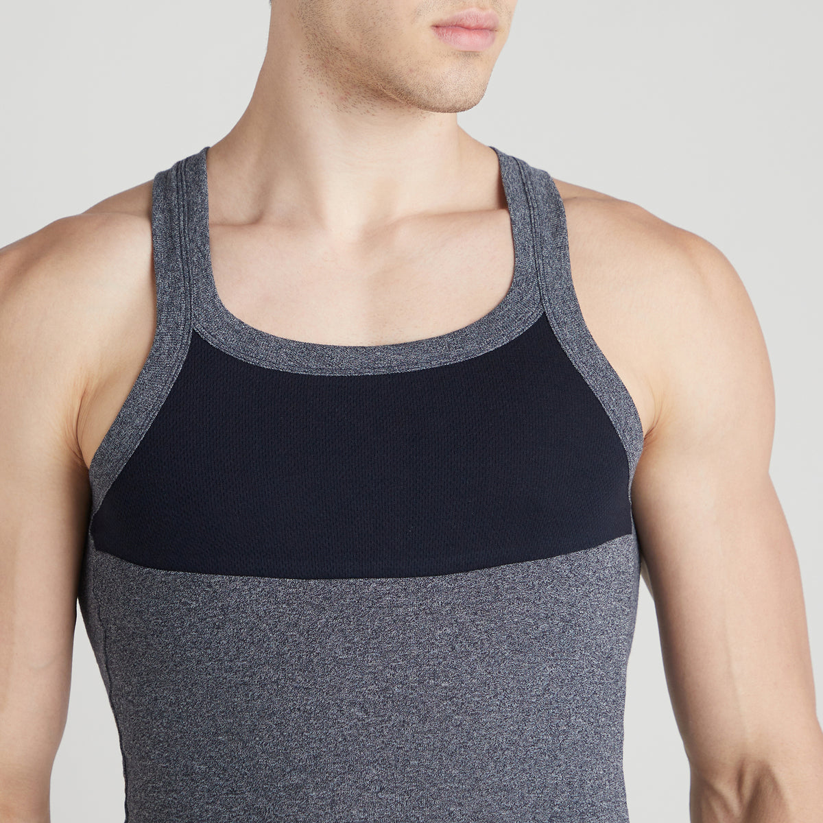 Sporto Men's  Cotton  Gym Vest with  Contrast  Panel Multicolour Pack of 3