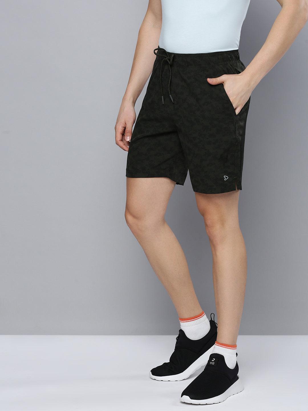 Sporto Men's Techno Printed Dry Fit Bermuda Short - Olive