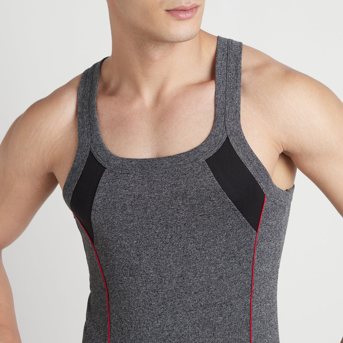 Sporto Men's  Cotton  Gym Vest with Side Contrast  Panel Multicolour Pack of 3