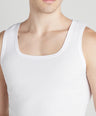 Sporto Men's Cotton White Derby Vest - Ribbed Fabric (Pack Of 3)