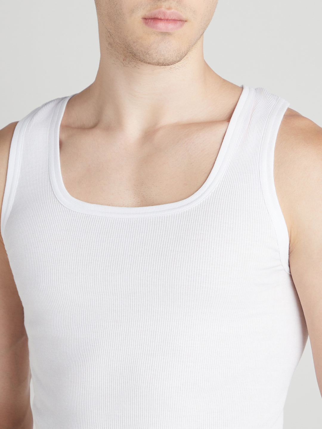 Sporto Men's Cotton White Derby Vest - Ribbed Fabric (Pack Of 3)