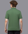 Sporto Men's Anti Wrinkle Popcorn Solid Stone Green Polo  T-shirt